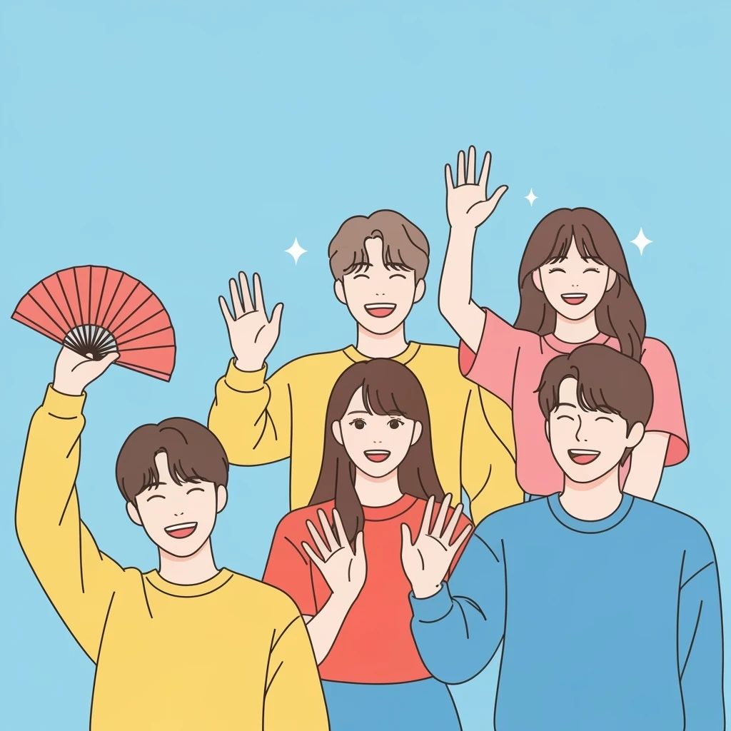 kpop fan wave, cute, expressive, minimal emoji