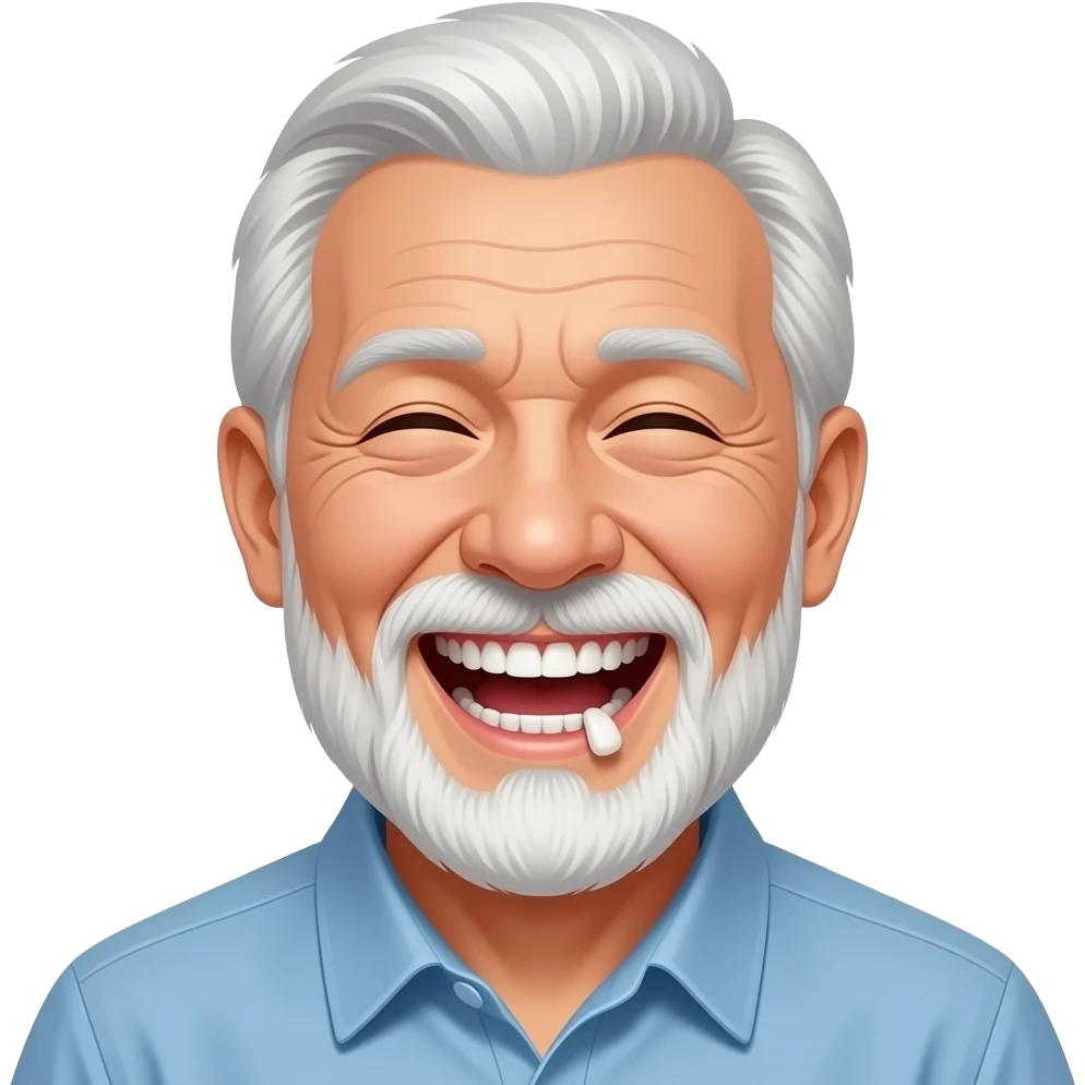 an old man laughing with his dentures fall out of his mouth emoji