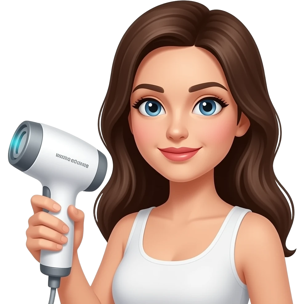 Femme tenant dans la main une machine d'epilation laser emoji