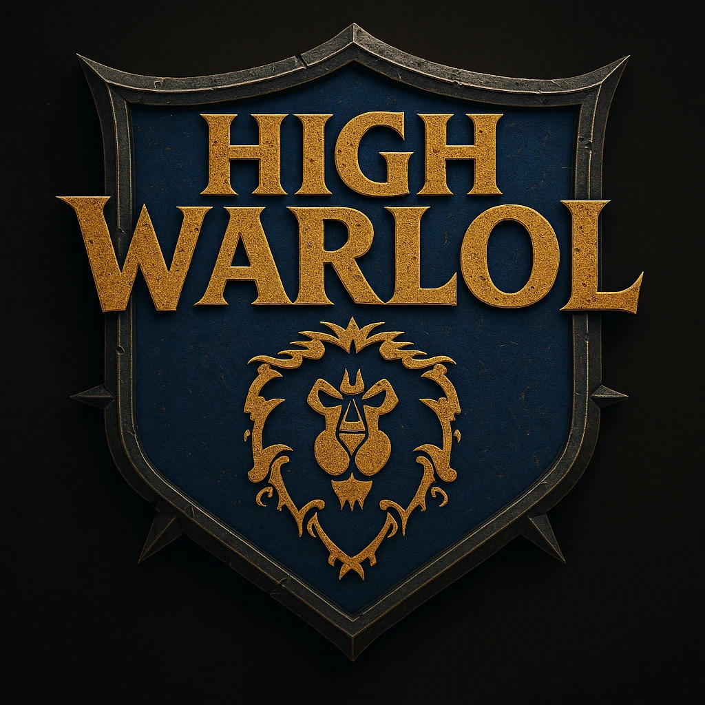Edit to use Alliance colors: blue, gold, and silver. Maintain the dramatic, battle-worn look, but make the logo feel like it belongs to the Alliance faction from World of Warcraft. emoji