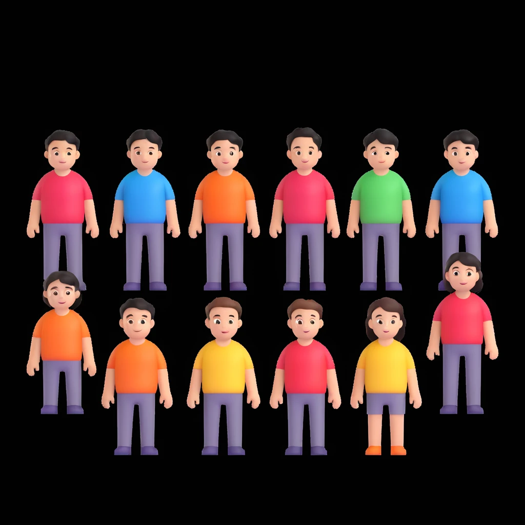 depict 8 people, 5 of which are girls and 4 are boys emoji