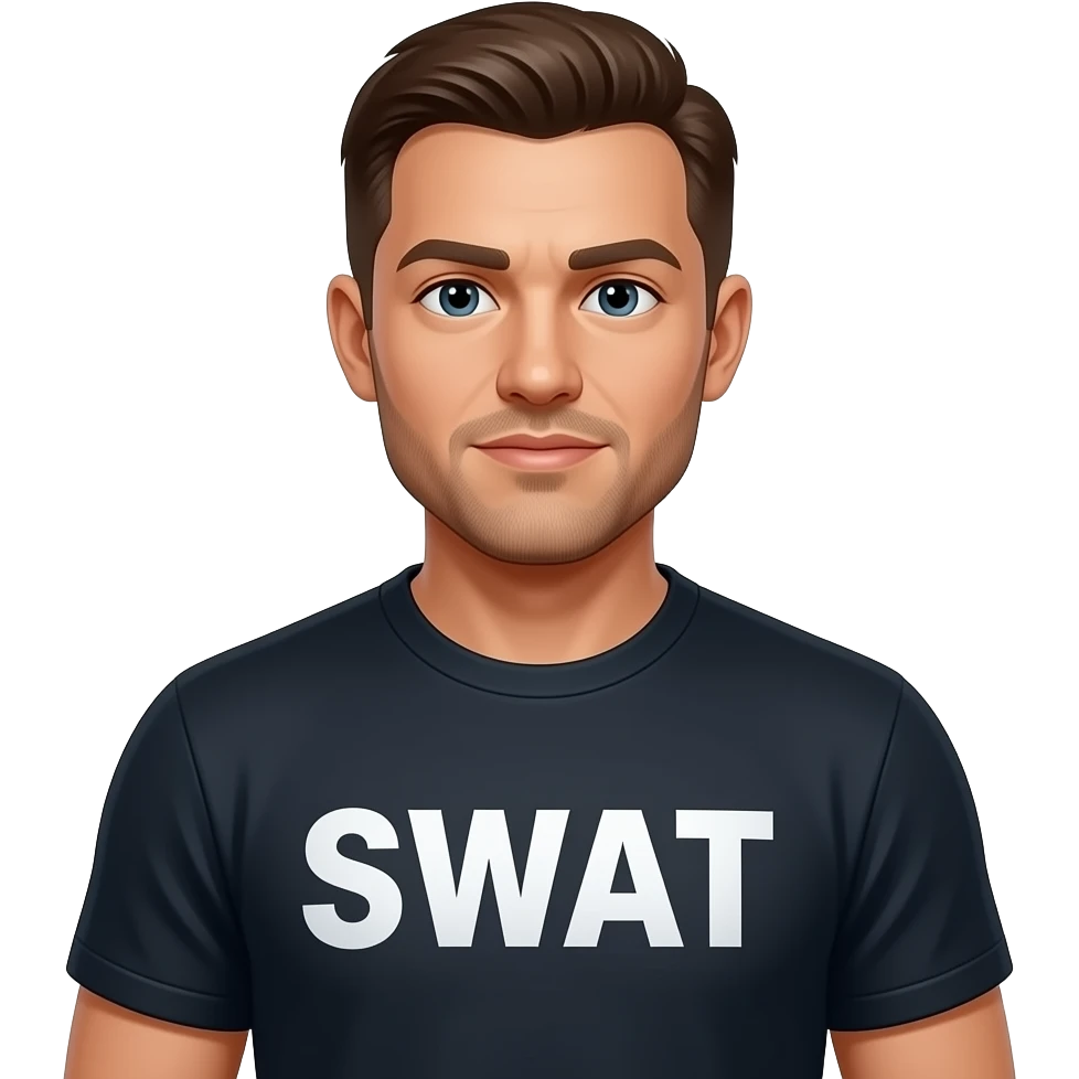 Swat team shirt saying swat then add to swat team person emoji