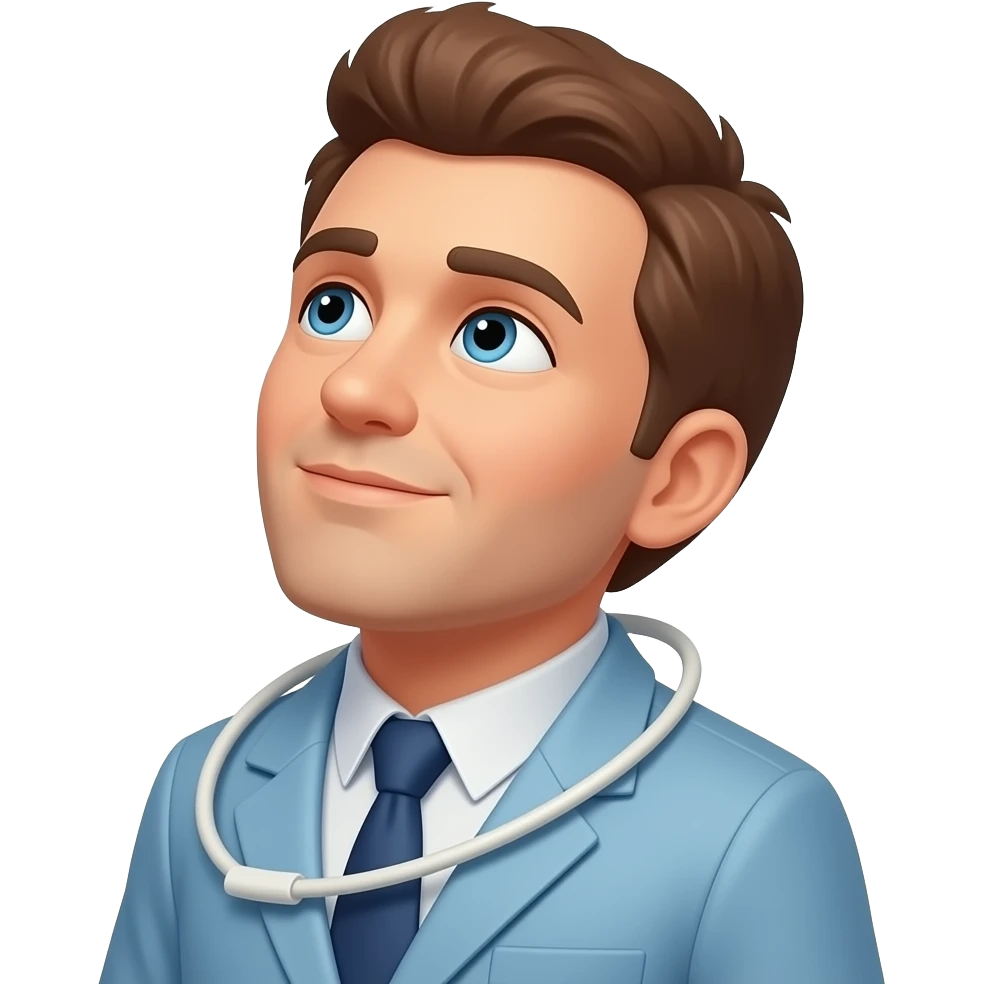 male astronomer with brown hair gazing into sky emoji