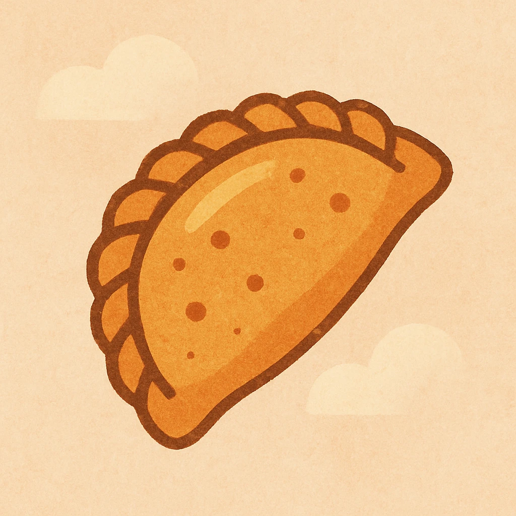 fried pastry icon, flat design, warm golden tones, stylized details emoji
