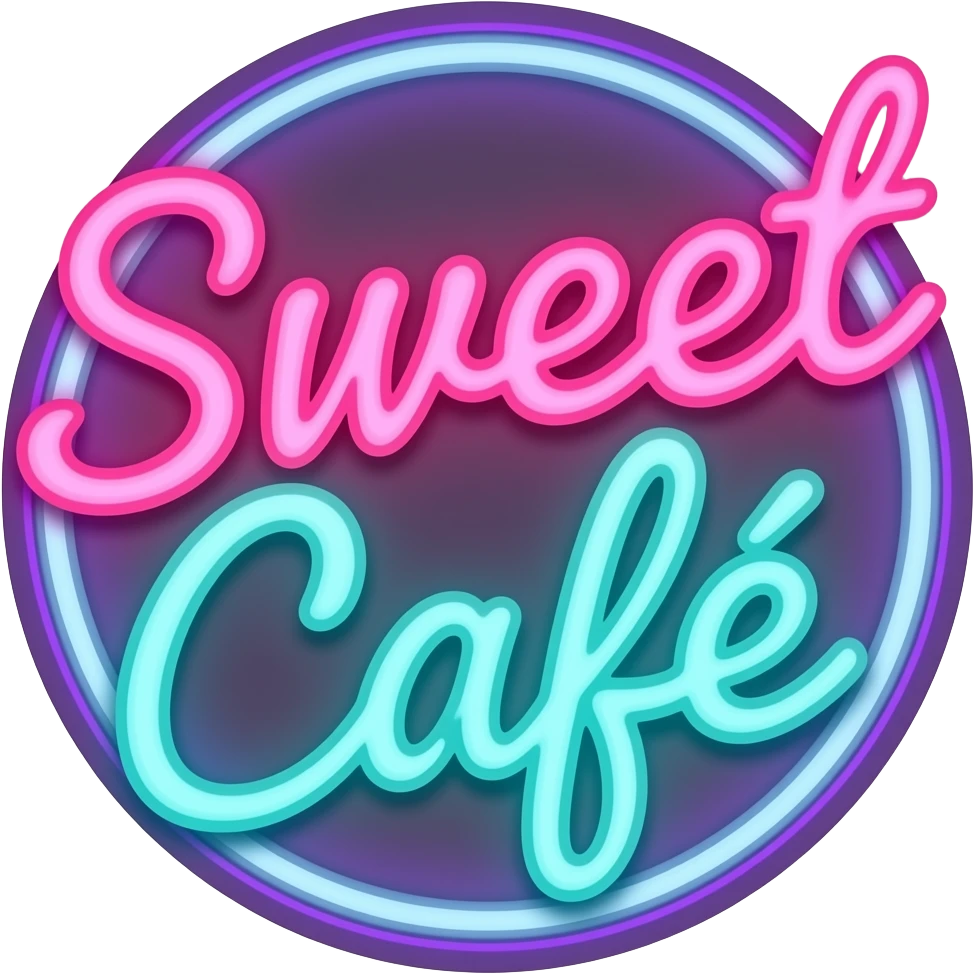 Neon sign (like “Sweet Café” / “Barbie Coffee”) inspired by barbie colour pallete emoji