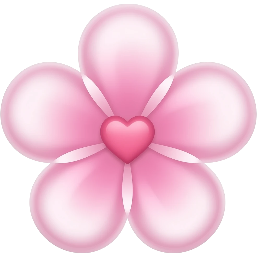 clear pink flower with mini pink heart center emoji