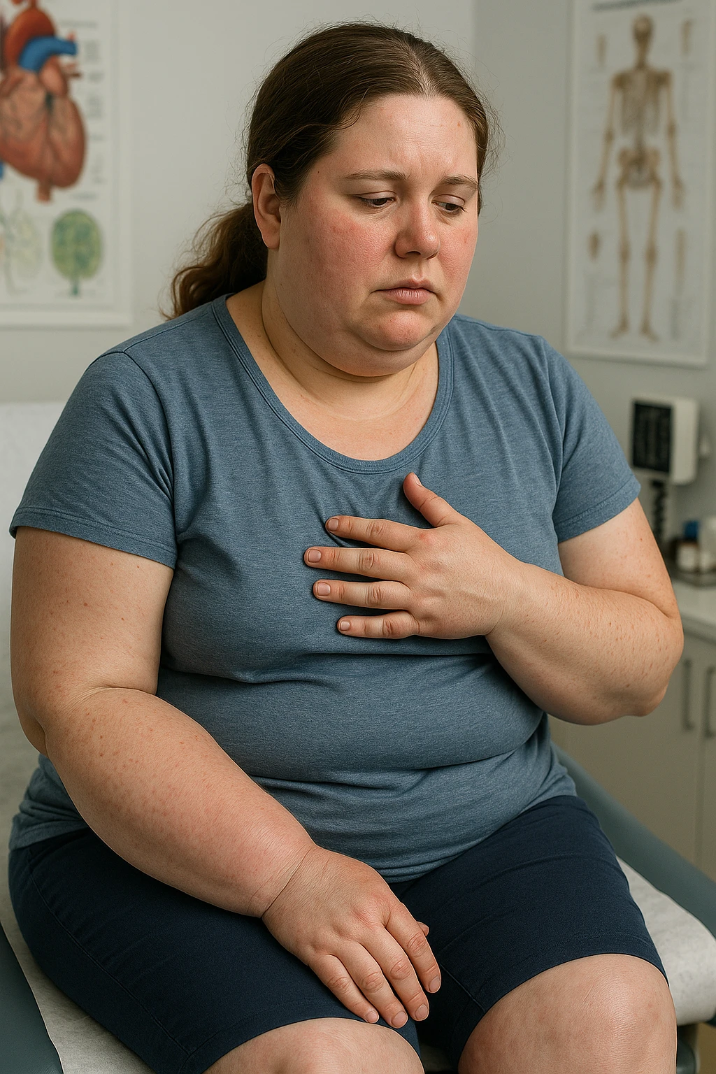 Donna con problemi cardiovascolari e linfatici a causa della sua PCOS, immagine realistica emoji