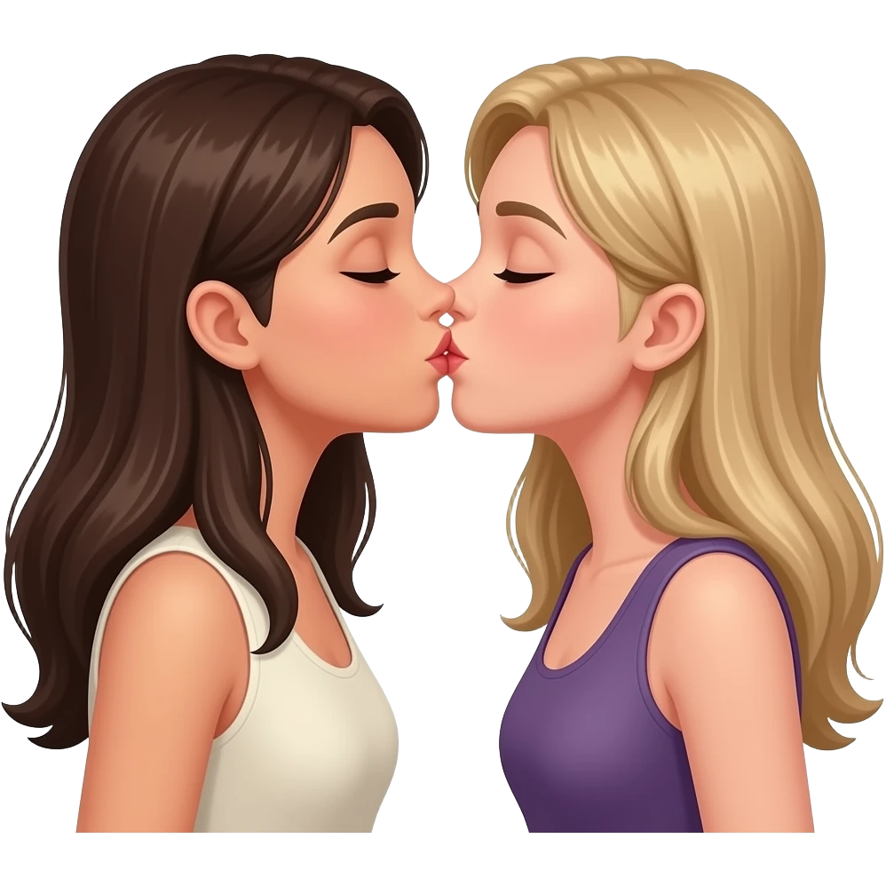 two females kissing each other emoji