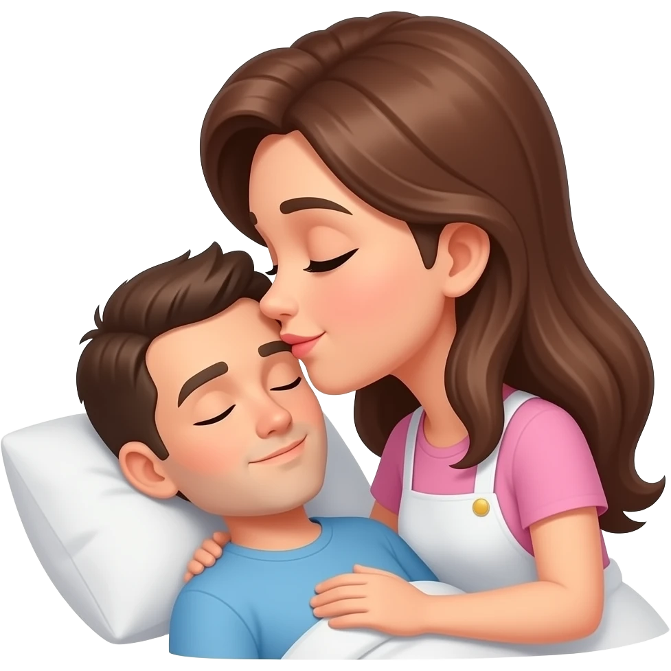 Wife kissing on sleeping husband’s forehead lovingly emoji