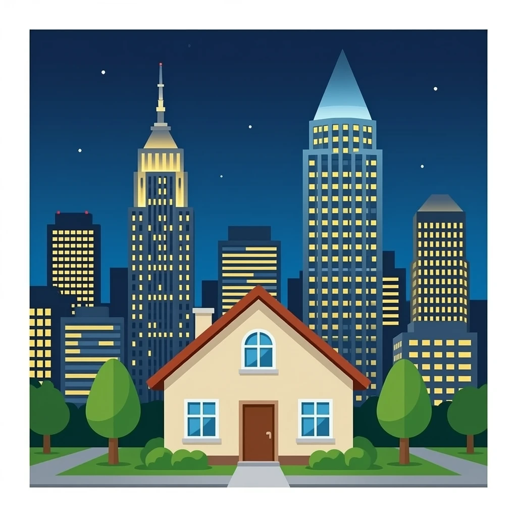 house, tall office building on a plain background, no sun, no moon, no foliage, no trees, no clouds emoji