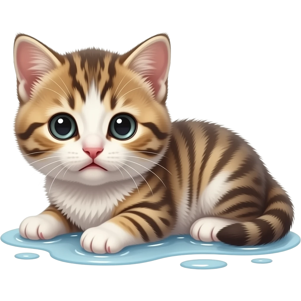 Newborn scared laying down drenched scrunkly kitten emoji
