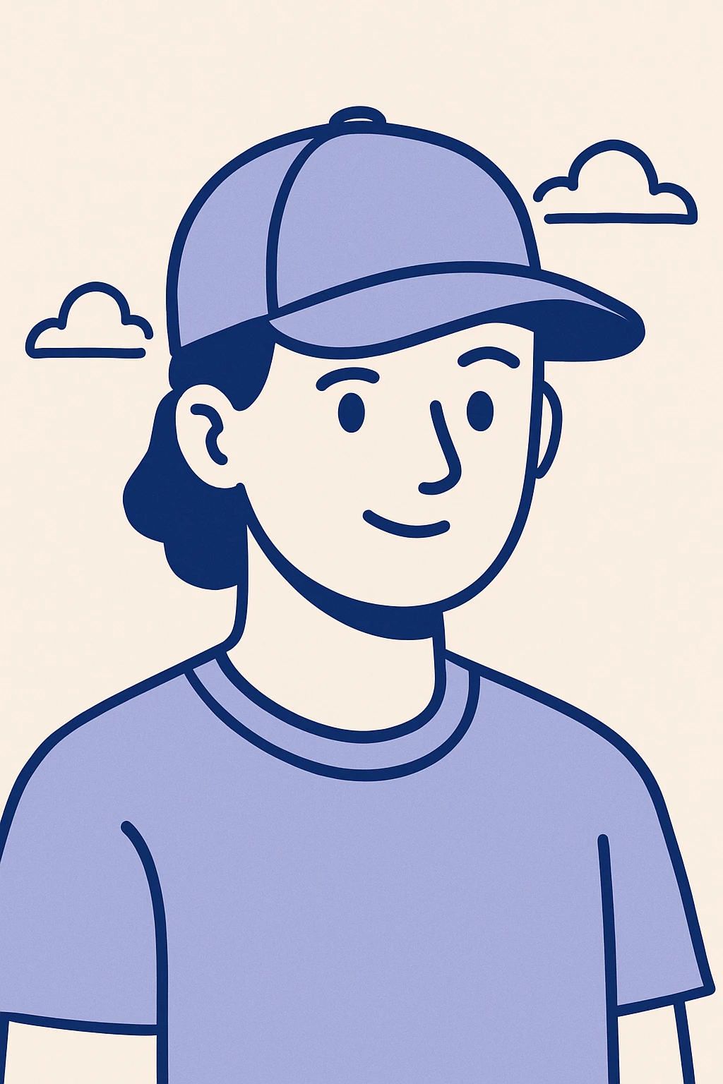 pastel blue baseball cap, classic style, simple shading, no logo emoji