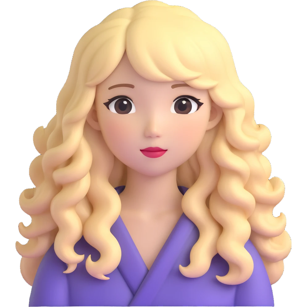 Japanese girl with voluminous blonde wavy hair emoji