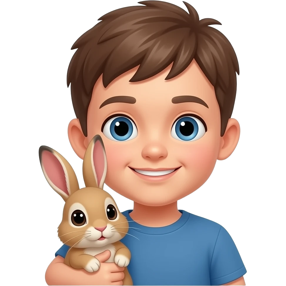 A boy with a pet rabbit emoji