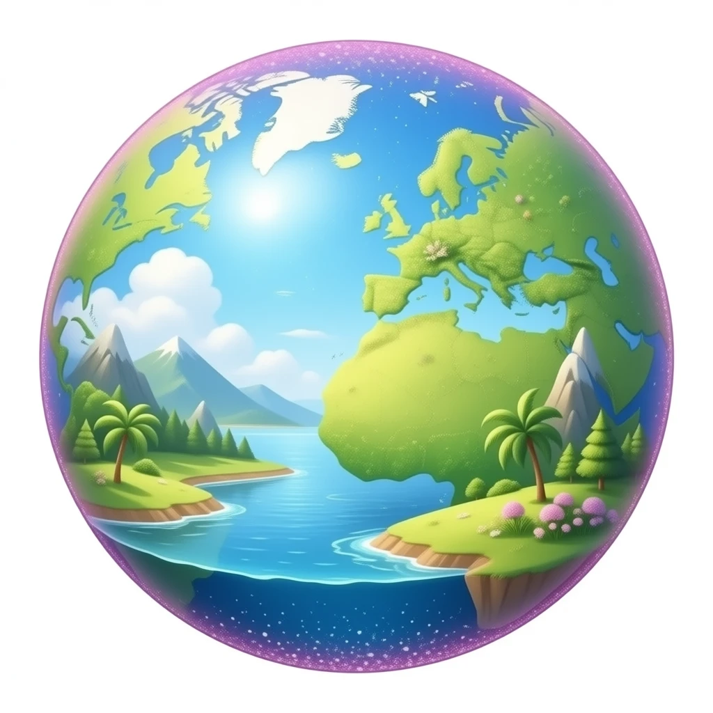 Pink and blue Glitter sparkling planet full of Fantasy Island vibes with Girls Vibes emoji