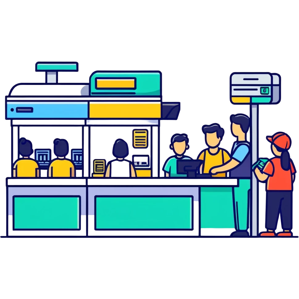 Line of people in a queue at cash register  emoji