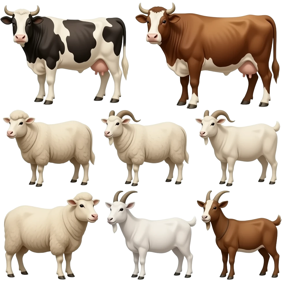 A herd of Cattle sheep goats emoji
