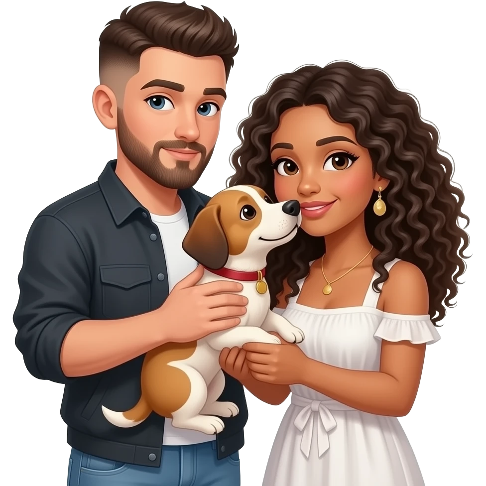 White guy with nice trimmed beard and buzz cut have doggy style sex with Puerto Rican girl with curly hair emoji