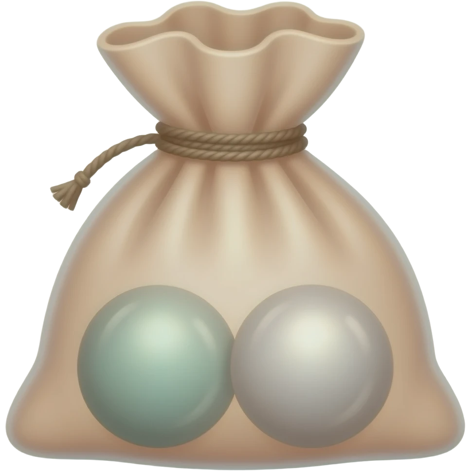 A flesh coloored sack with 2 marbels in it emoji