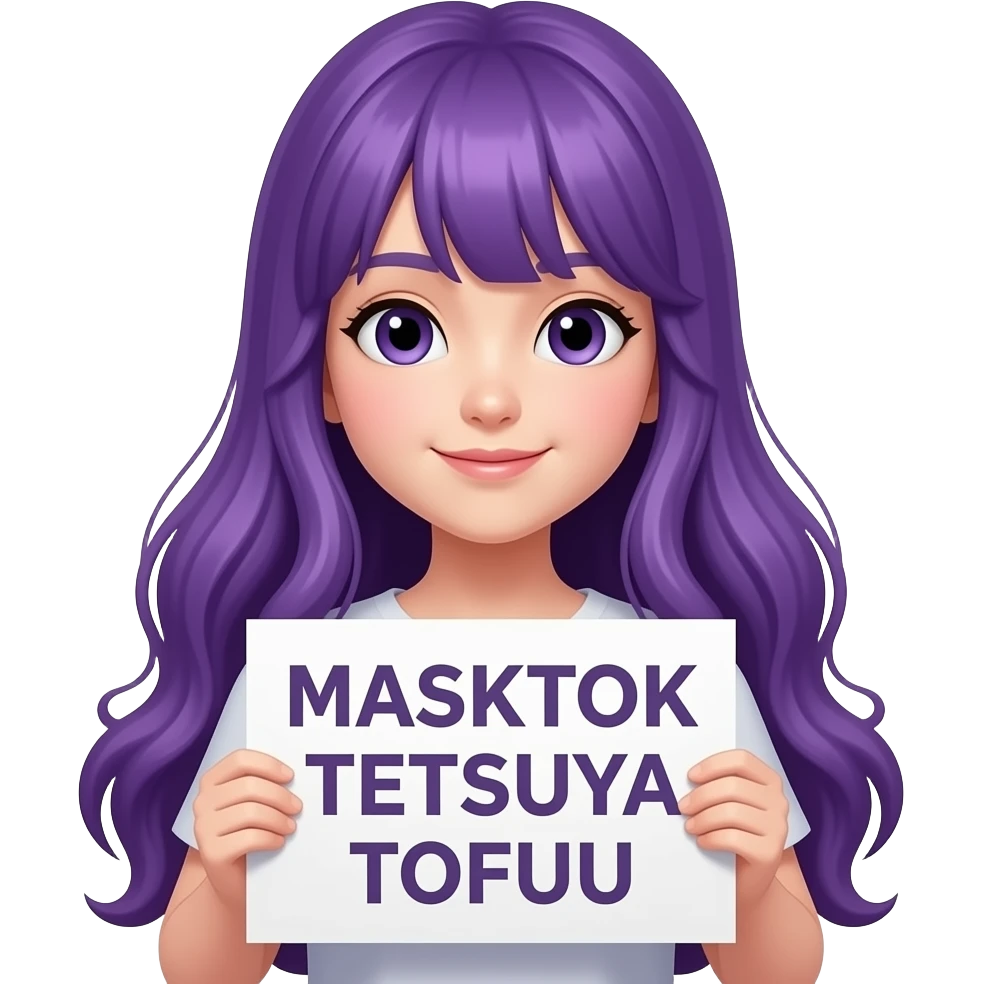girl with long purple hair with a MASKTOK TETSUYA TOFUU sign emoji