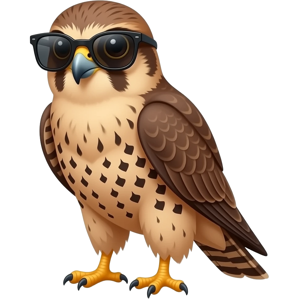 brown falcon with sunglasses on vacation emoji