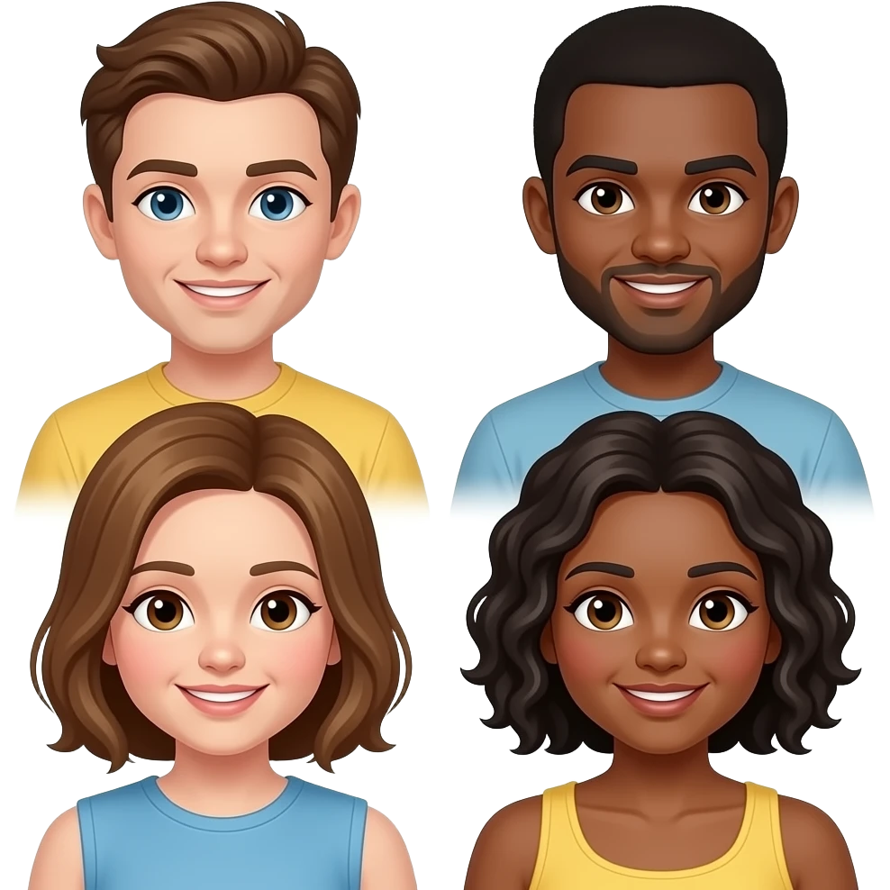 4 besties in which 2of them's skintone is fair and 2 of them are brown emoji