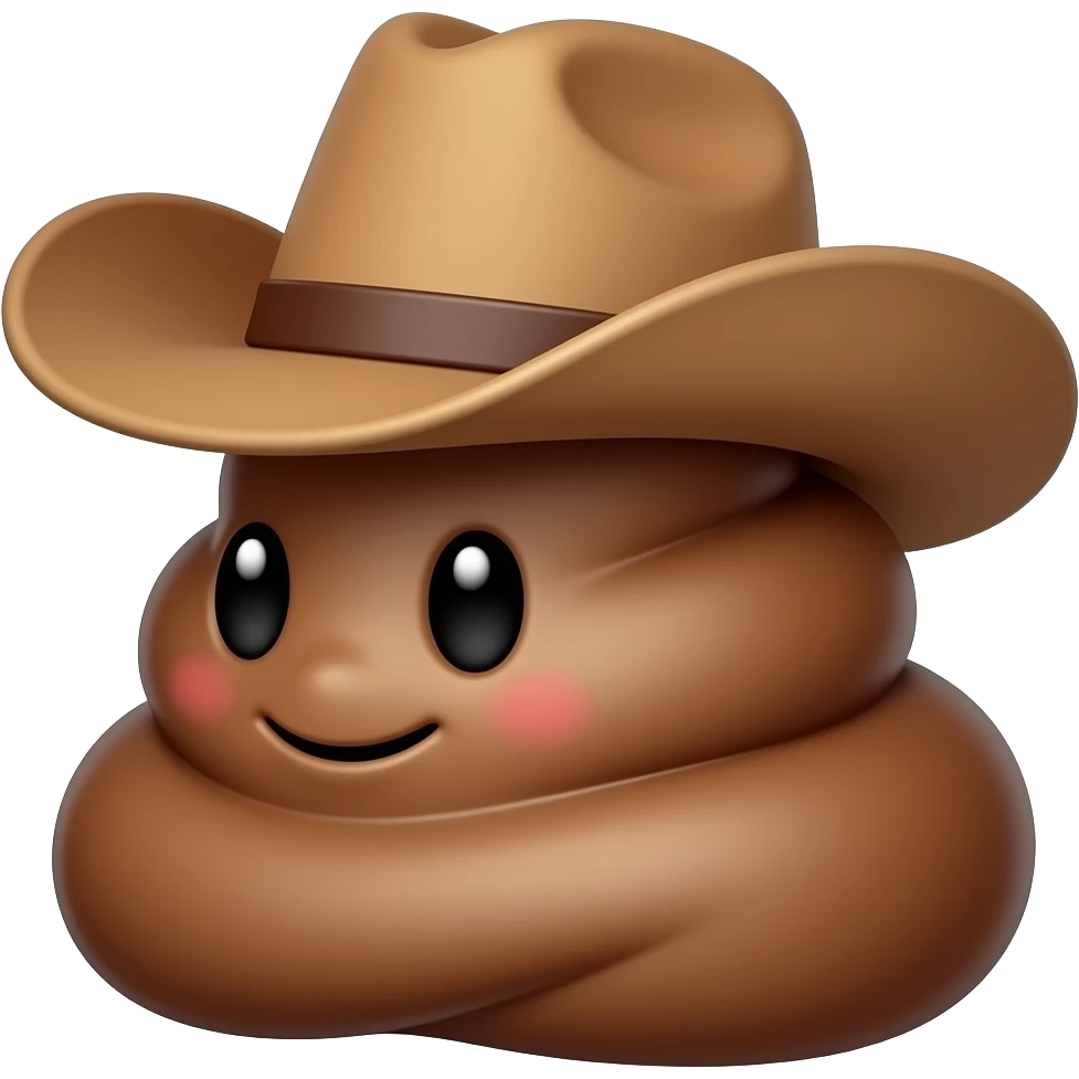 Cute 💩 with cowboy hat on Sideways emoji