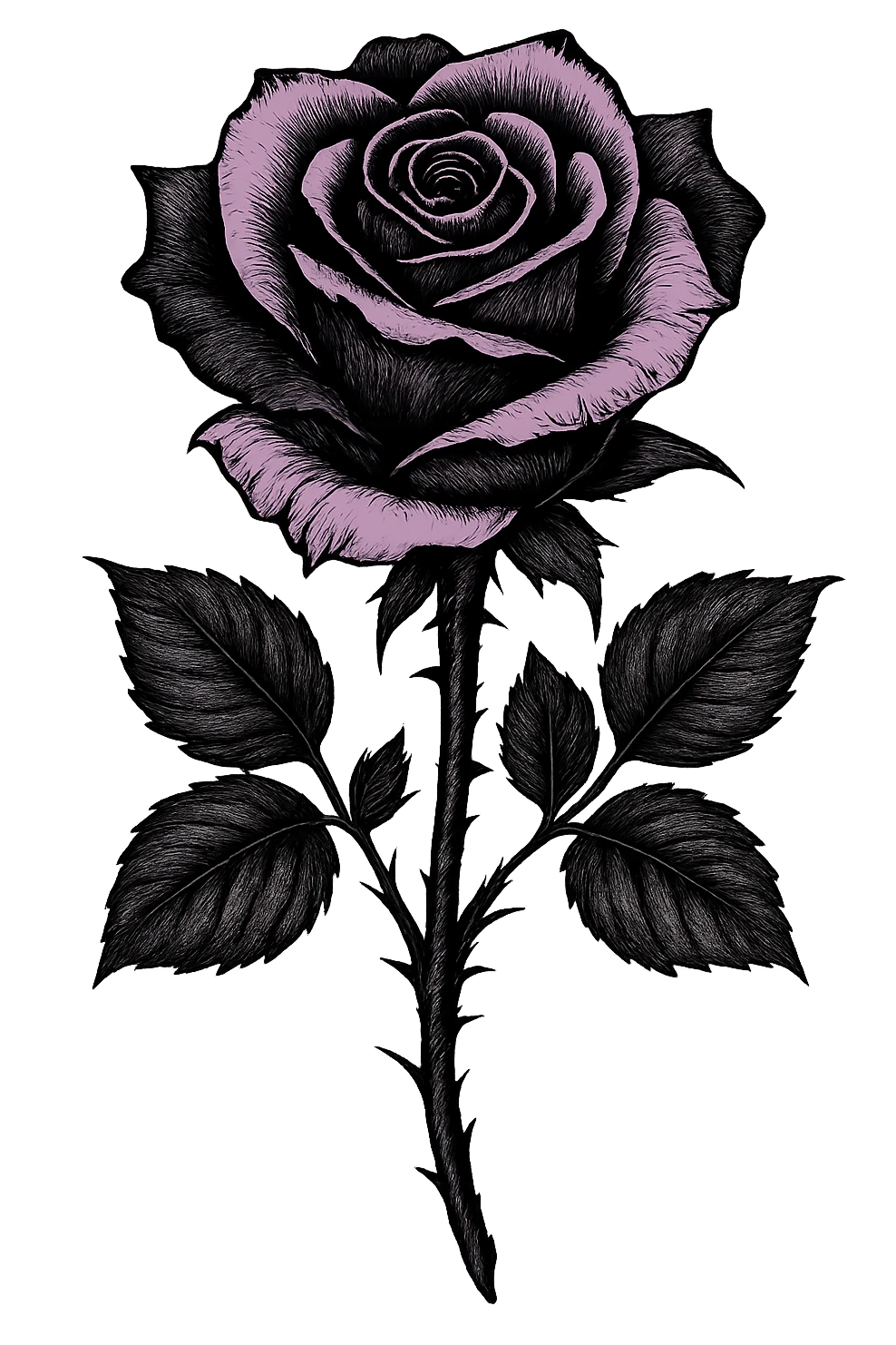 emo black rose with pastel purple petals emoji