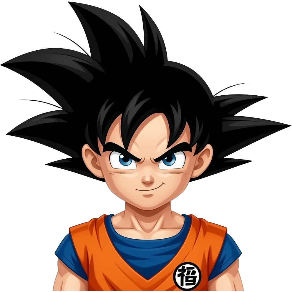 Goku con el pelo negro y los ojos blancos emoji