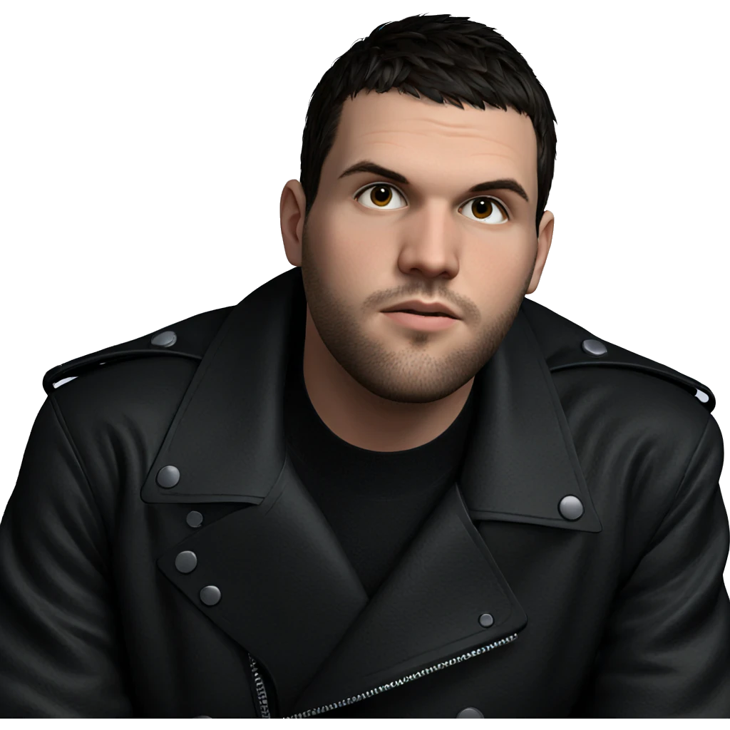 black jacketed boy gazing emoji