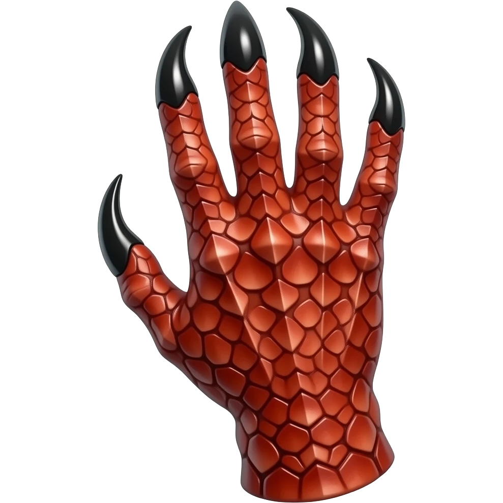hand with red scales and black hooked claws emoji