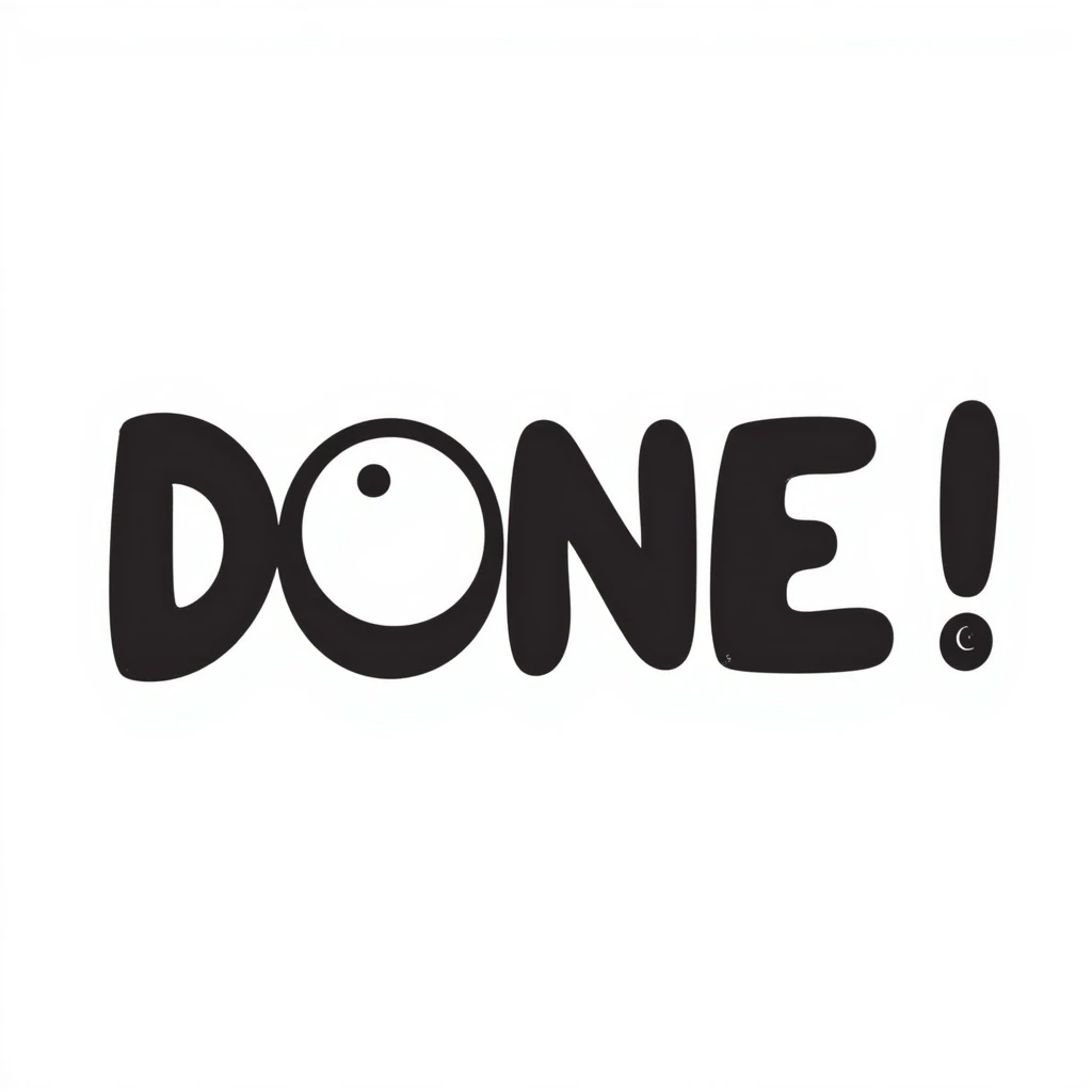 the word 'done' as a standalone icon in notion style hand drawn doodle emoji
