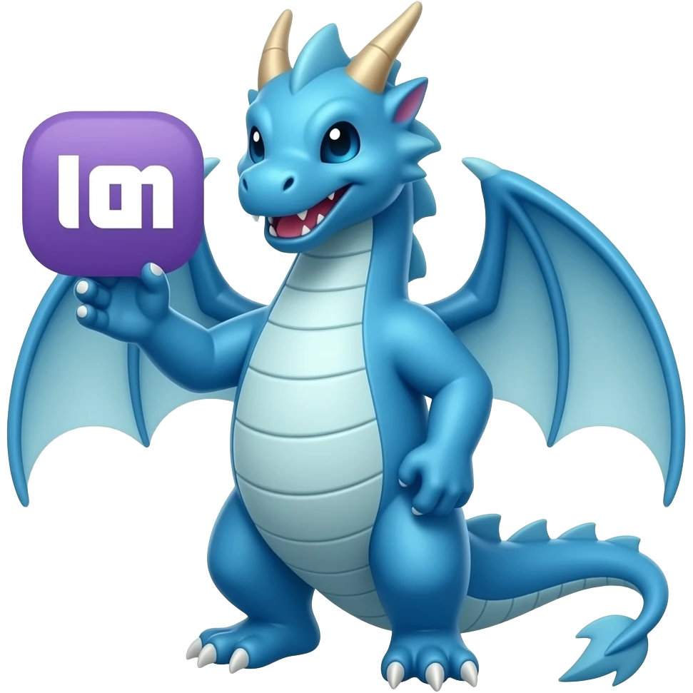 Blue dragon holding twitch emoji