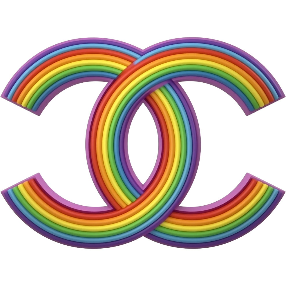 name "Chanel" in raspberry red 3D style typography lettering, each color of the rainbow as a border outlined around each letter, isolated, 3d rendering, no emoji icons no emoji faces and must have no human figures emoji