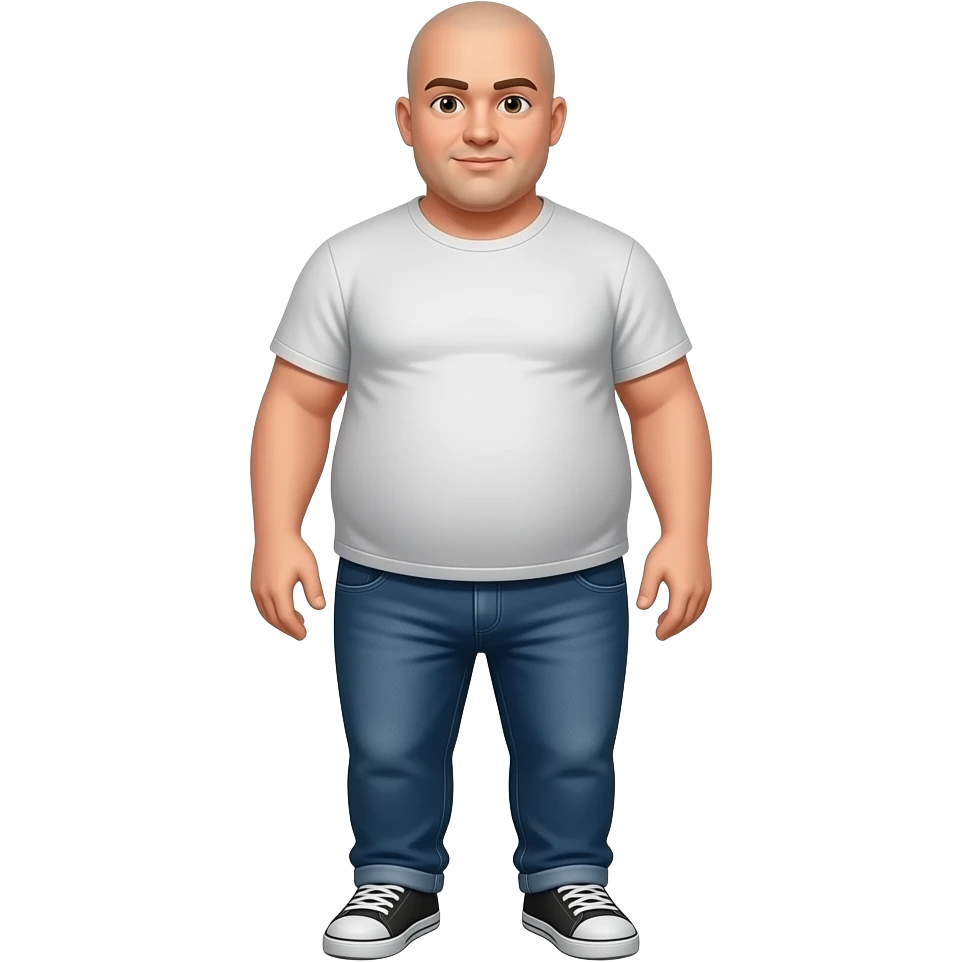 Fat, bald male, full body emoji