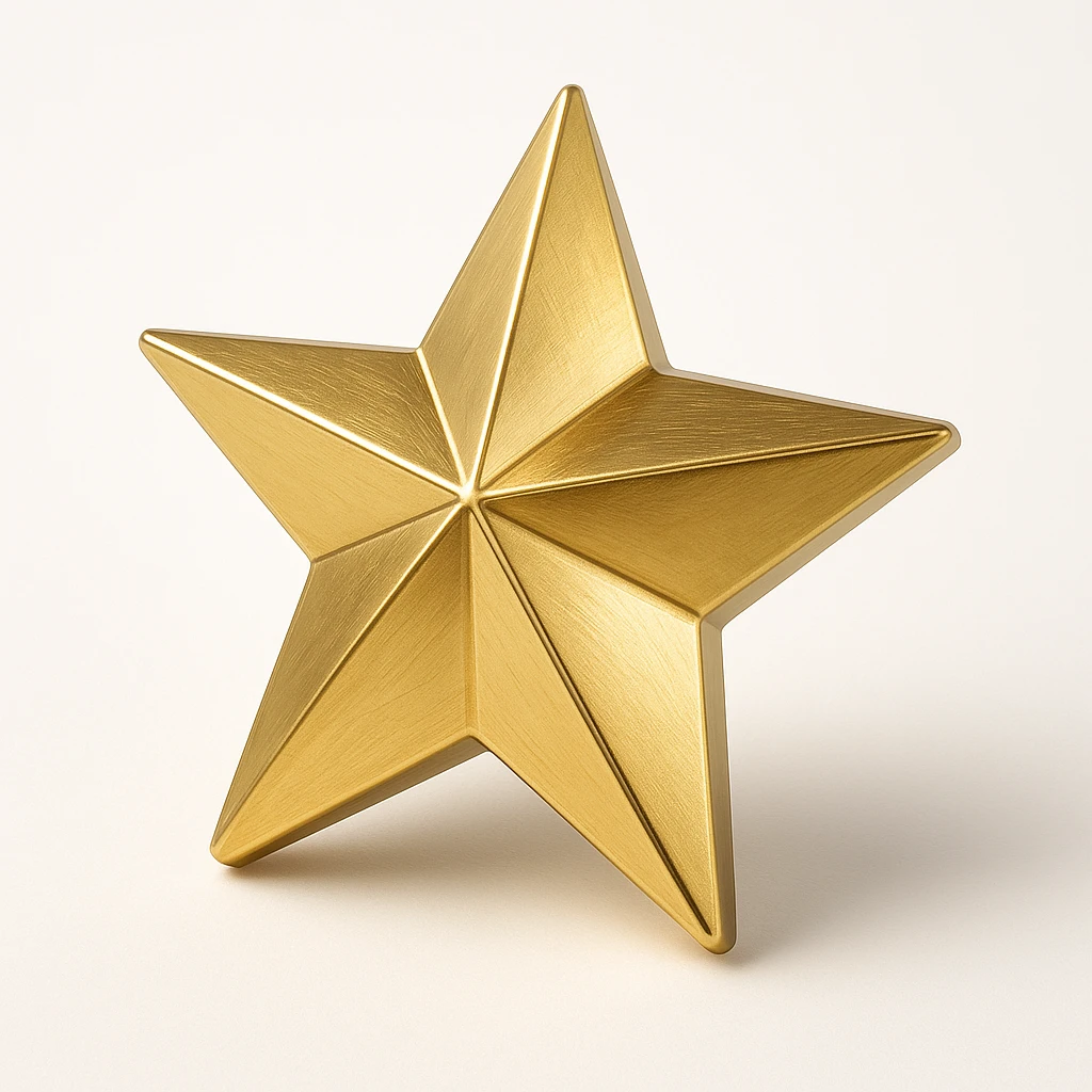 a radiant and metallic gold star, gold style emoji
