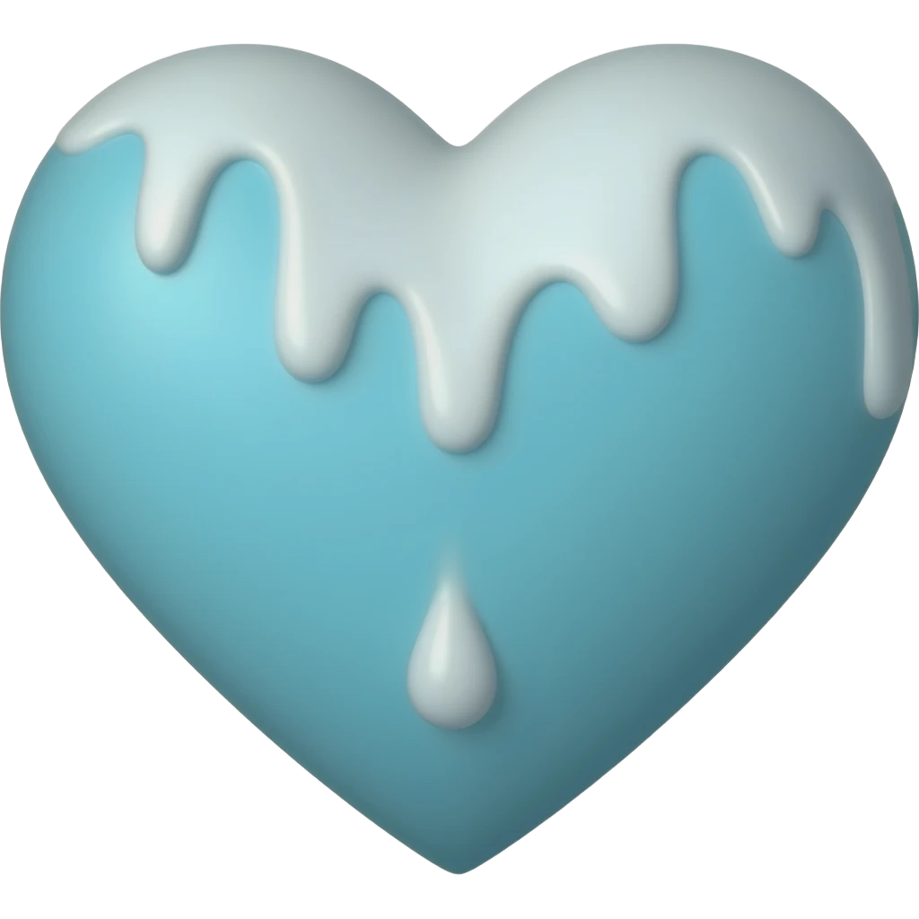 cyan  heart with white liquid dripping down emoji