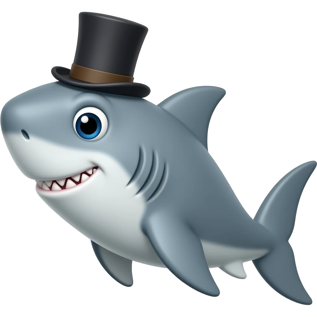 Shark with a top hat emoji