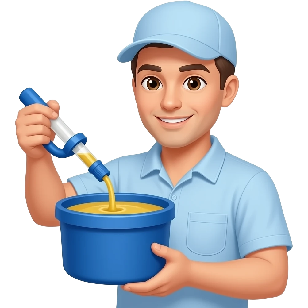 Bile juice collector worker with bule container full off bovine bile juice emoji