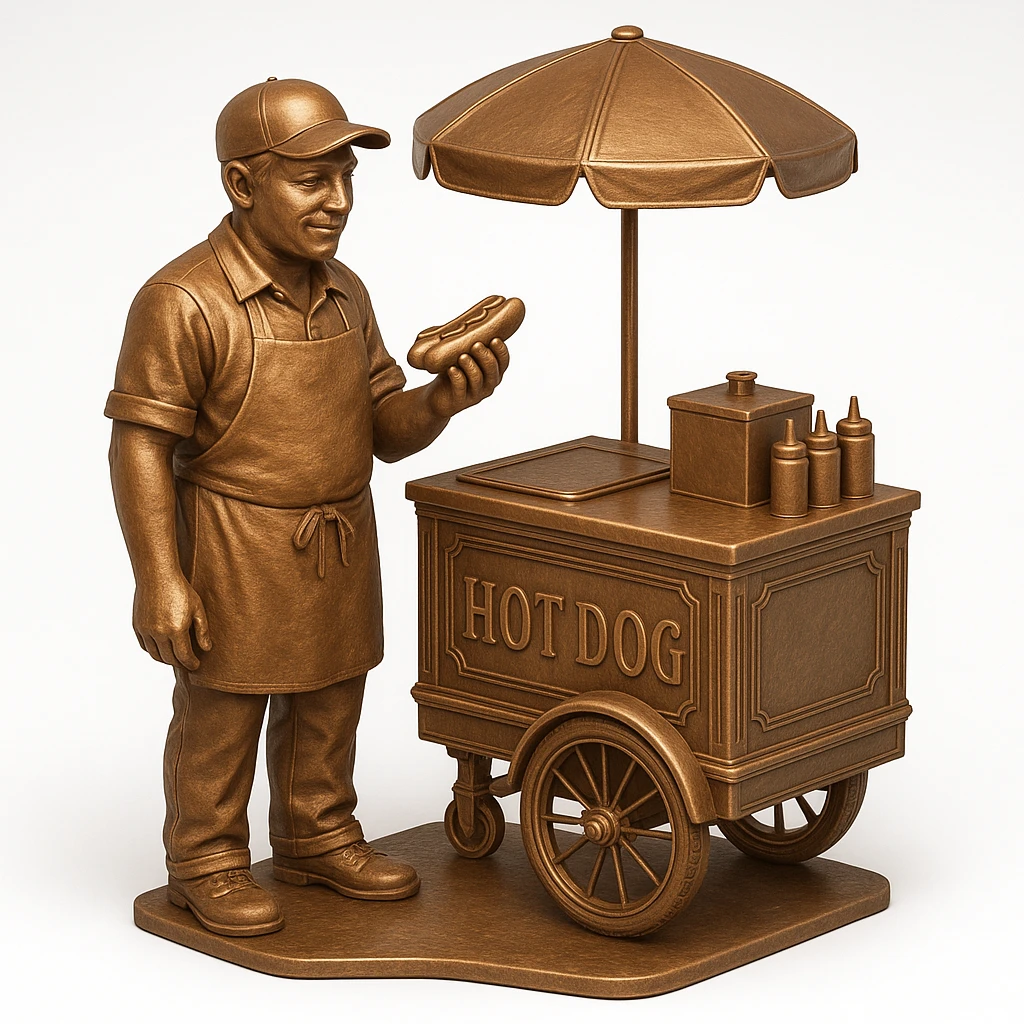 hotdog seller in New York with cart emoji