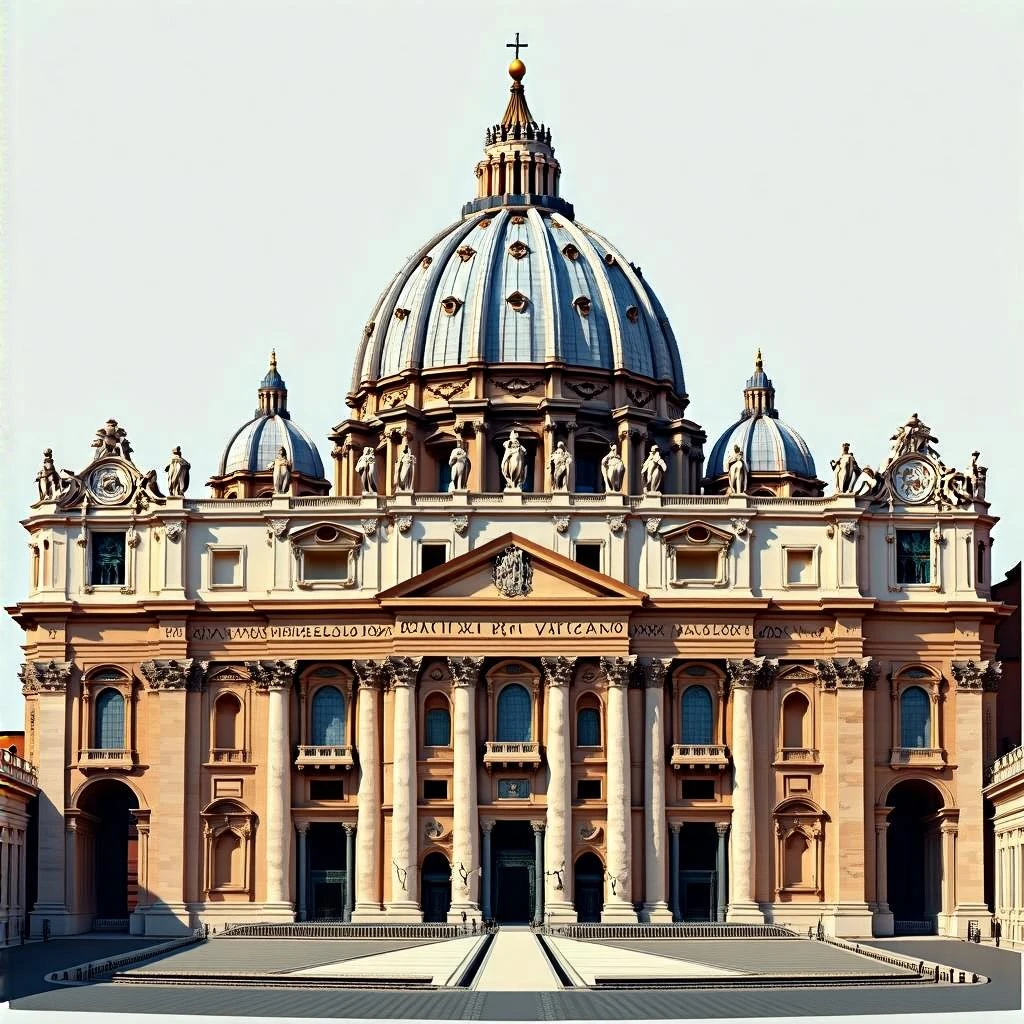 Basilica Sancti Petri in Vaticano in Bobblehead textures and style, transparent background emoji