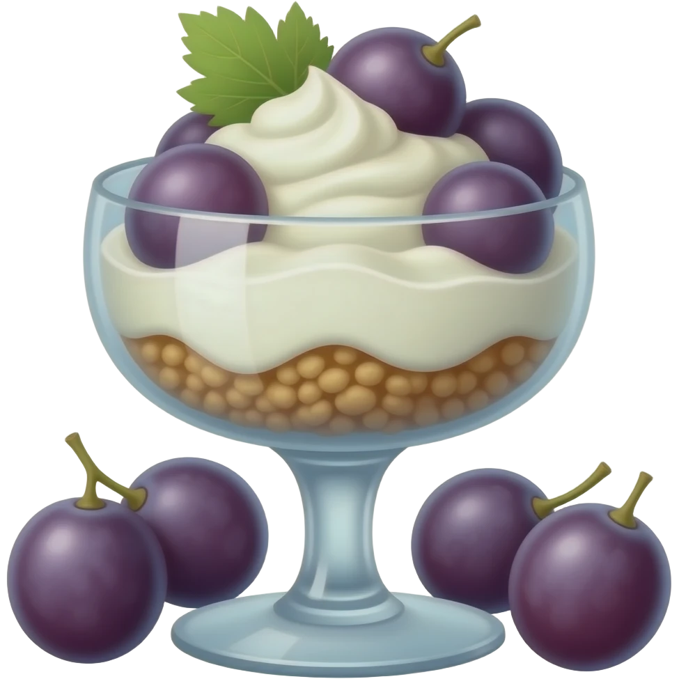 Greek Joghurt  parfait in a flute glass with grapes emoji