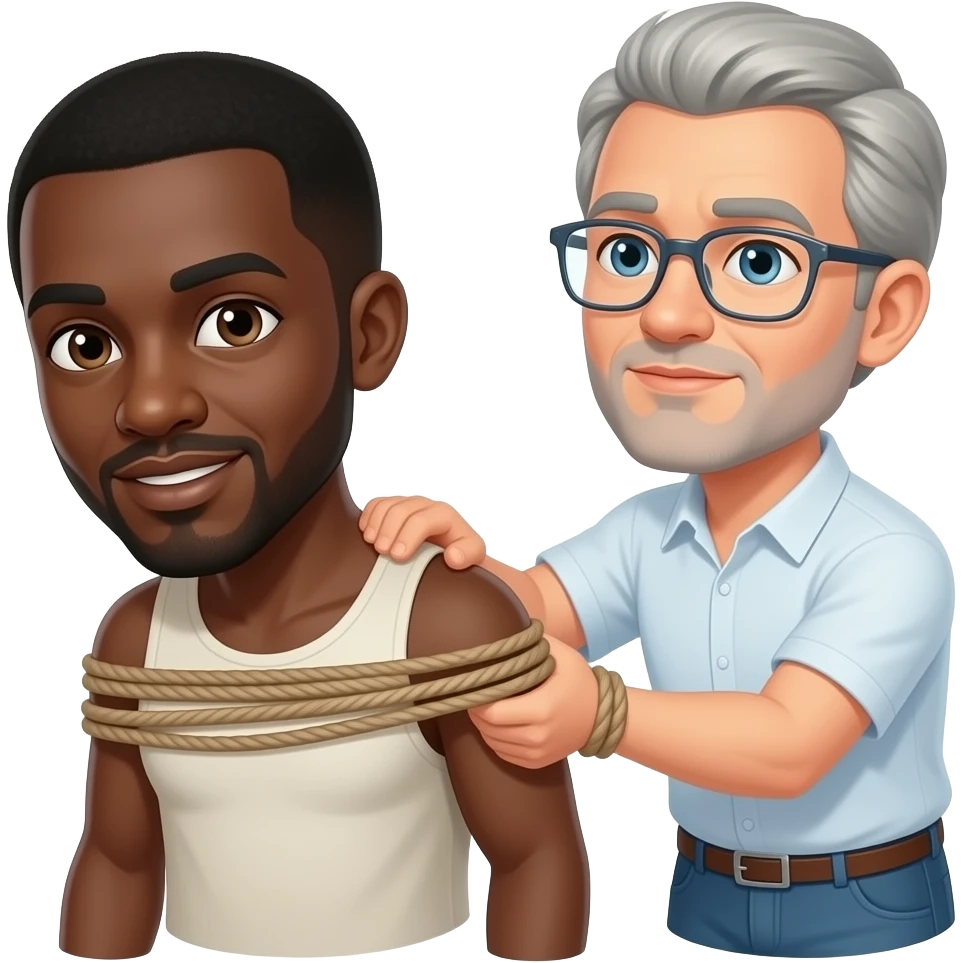 Black man getting lash by white man emoji
