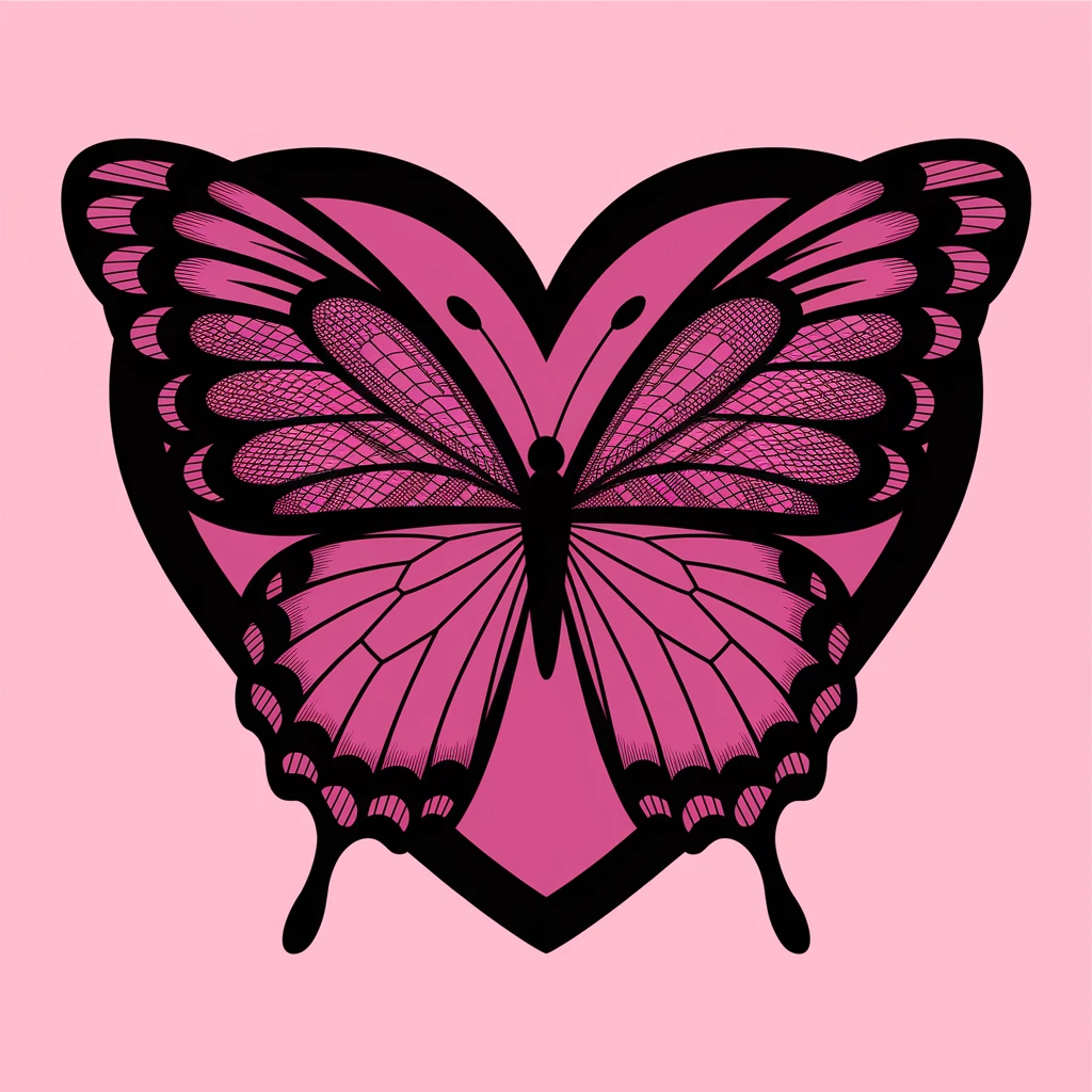 gothic heart with a black lace butterfly emoji
