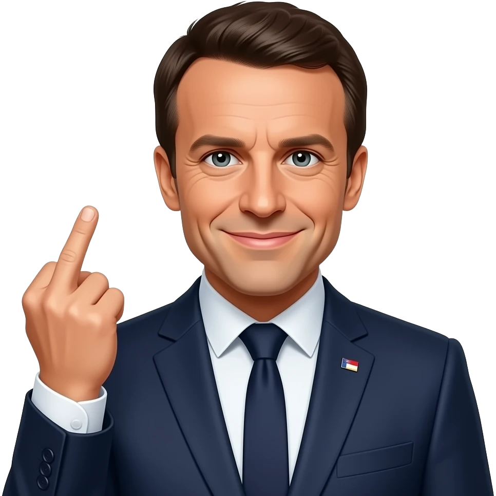Un emoji manuel macron qui fais un fuck emoji