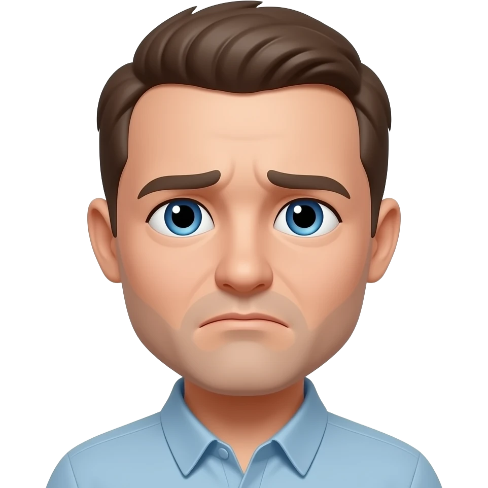 Emoji with massive forehead with face like😔 emoji