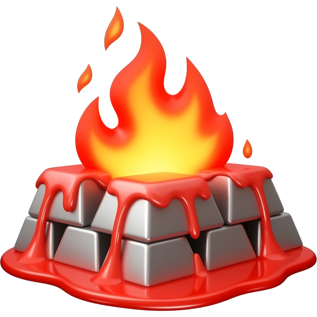 Simple red hot melting metal bars emoji