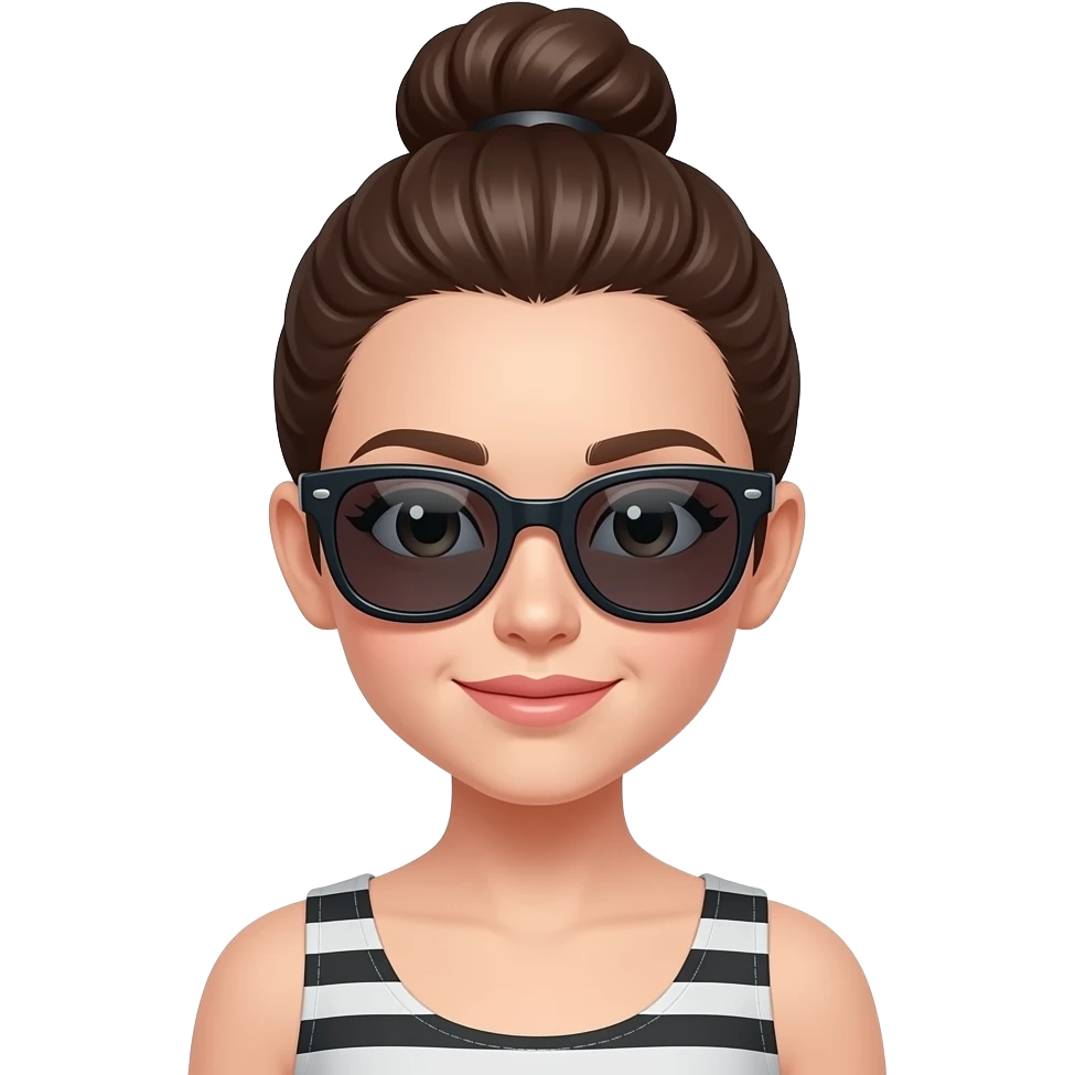 girl with bun and sunglasses emoji
