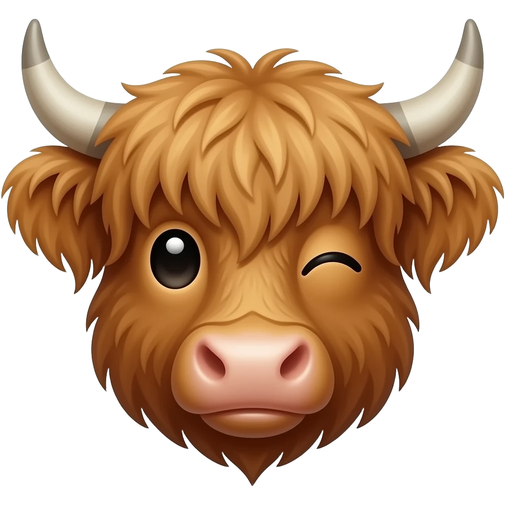 highland cow face wink emoji