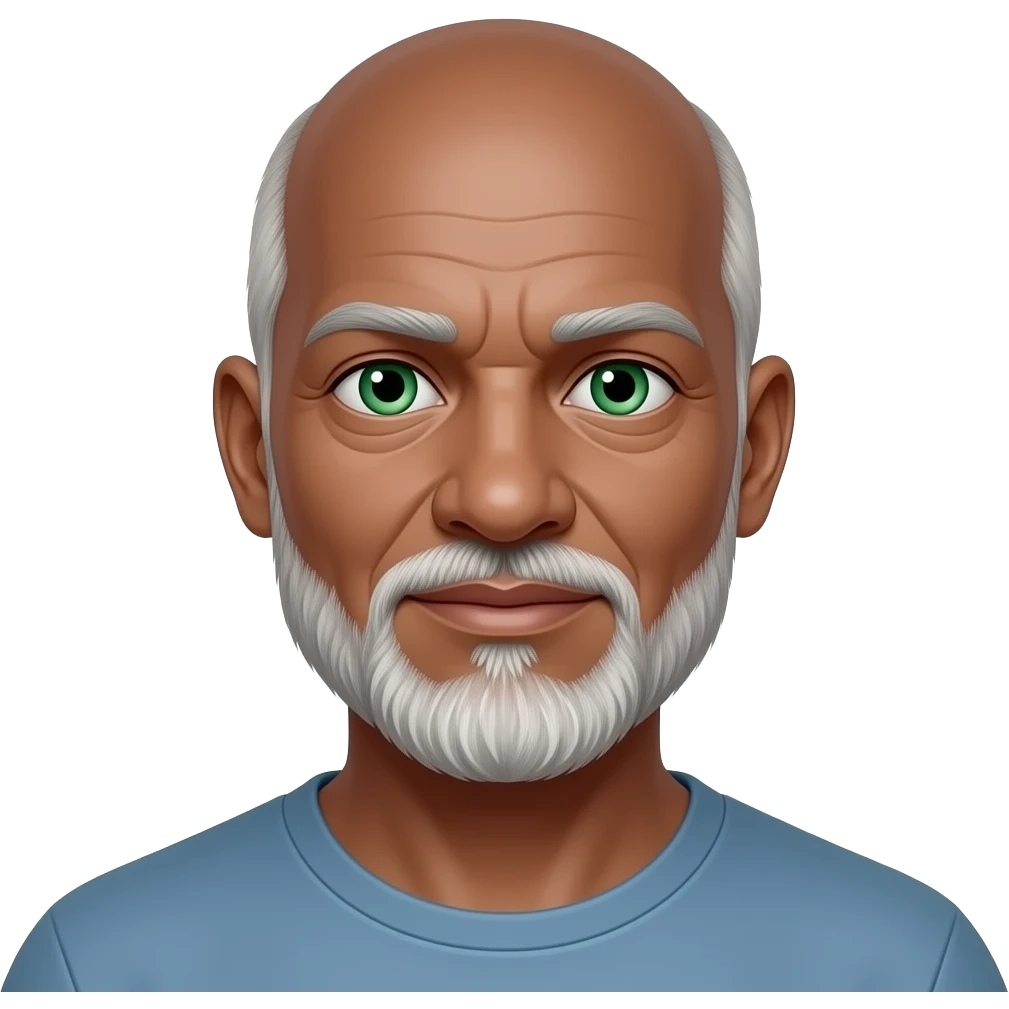 Older,bald,green eyes, go t, dark skinned emoji